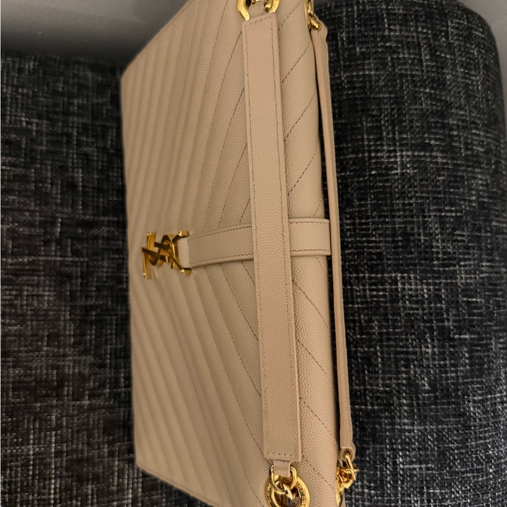 Saint Laurent Taupe Quilted Crossbody Bag - Picture 11 of 11